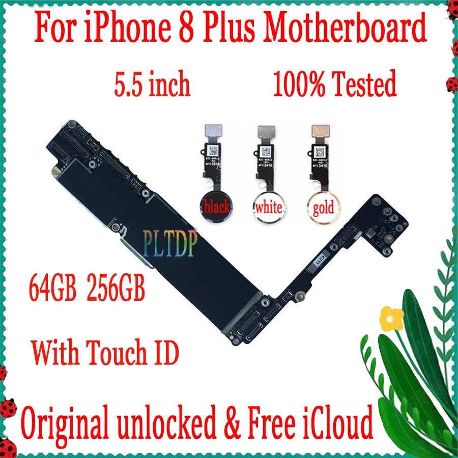 Factory unlocked Original for iphone 8 Plus Motherboard Without / With
