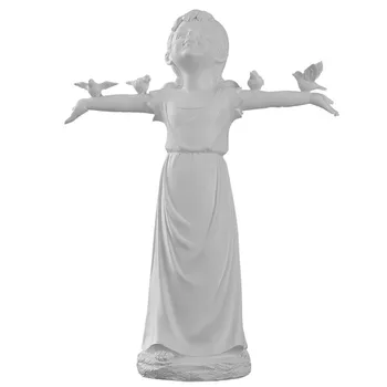 

Nordic Sculpture Decor Look Up Girl Statue Creative Cute Angel Gypsum Craftwork Home Living Room Desk Ornaments M5380