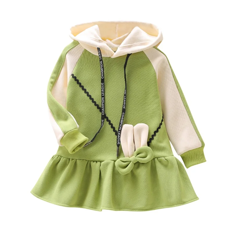 Baby Girl Clothes 2 7T Winter Plus Velvet Girls Color Matching Hooded