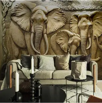 

Custom 3D Wall Murals Wallpaper 3D Stereo Embossed Elephant Background Wall Mural Living Room Sofa TV Backdrop Photo Wallpaper