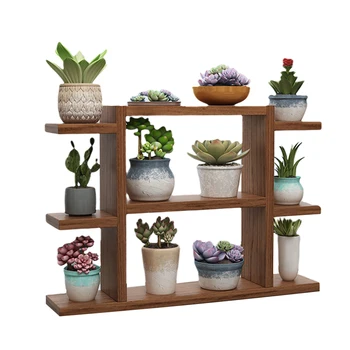 

Home Office Gift Balcony Free Standing Space Saving Multi Layers Desktop Wood Plant Stand Modern Indoor Decoration Flower Holder