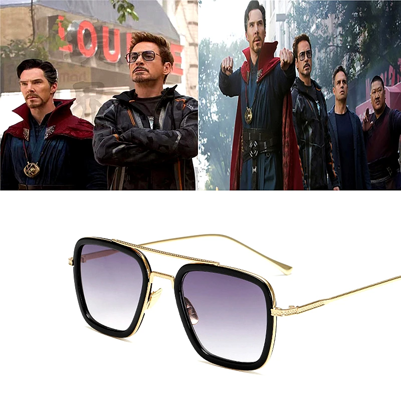 Мужские Винтажные Солнцезащитные очки Tony Stark, поляризованные зеркальные очки для вождения, уличные солнцезащитные очки, UV400, Мстители, Железный человек 3, модный бренд