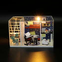 Doll House Miniature Model Architecture Modern Style Small House Room Christmas Gift Children Toy Wooden Furniture