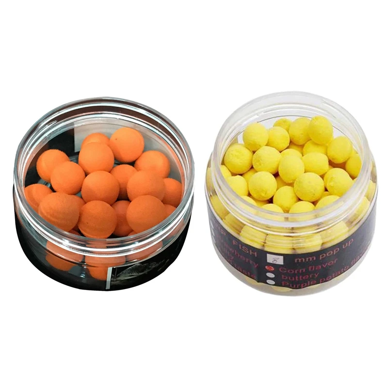 

2 Box Smell Pop-Up Fishing Lure Boilies Floating Carp Baits Soluble in Water 14Mm, 1 Box Orange-Tangerine & 1 Box Yellow-Corn