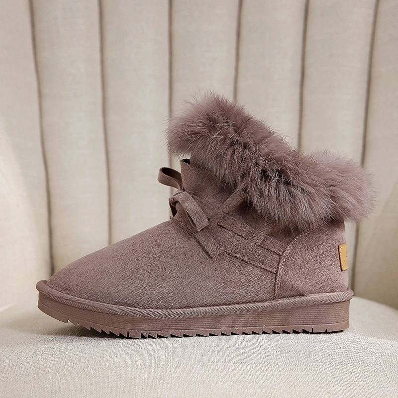 Plush Snow Boots Women Winter Shoes Keep Warm Ankle Boots Non Slip Waterproof Casual Short Booties for Ladies Black Brown
