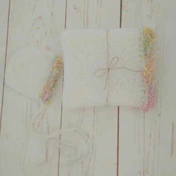 

Newborn Mohair Lace Hat With Matching Wrap Set Baby Bonnet Handmade Super Fluffy Lace Wrap Stretch Newborn Photography Wraps