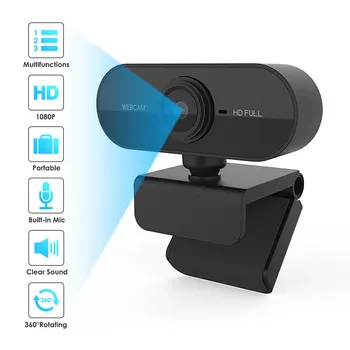 

ET HD 1080P Webcam for Live Broadcast Video Calling Conference Work Mini PC WebCamera w/ Mic 360 Degrees Rotatable Cameras