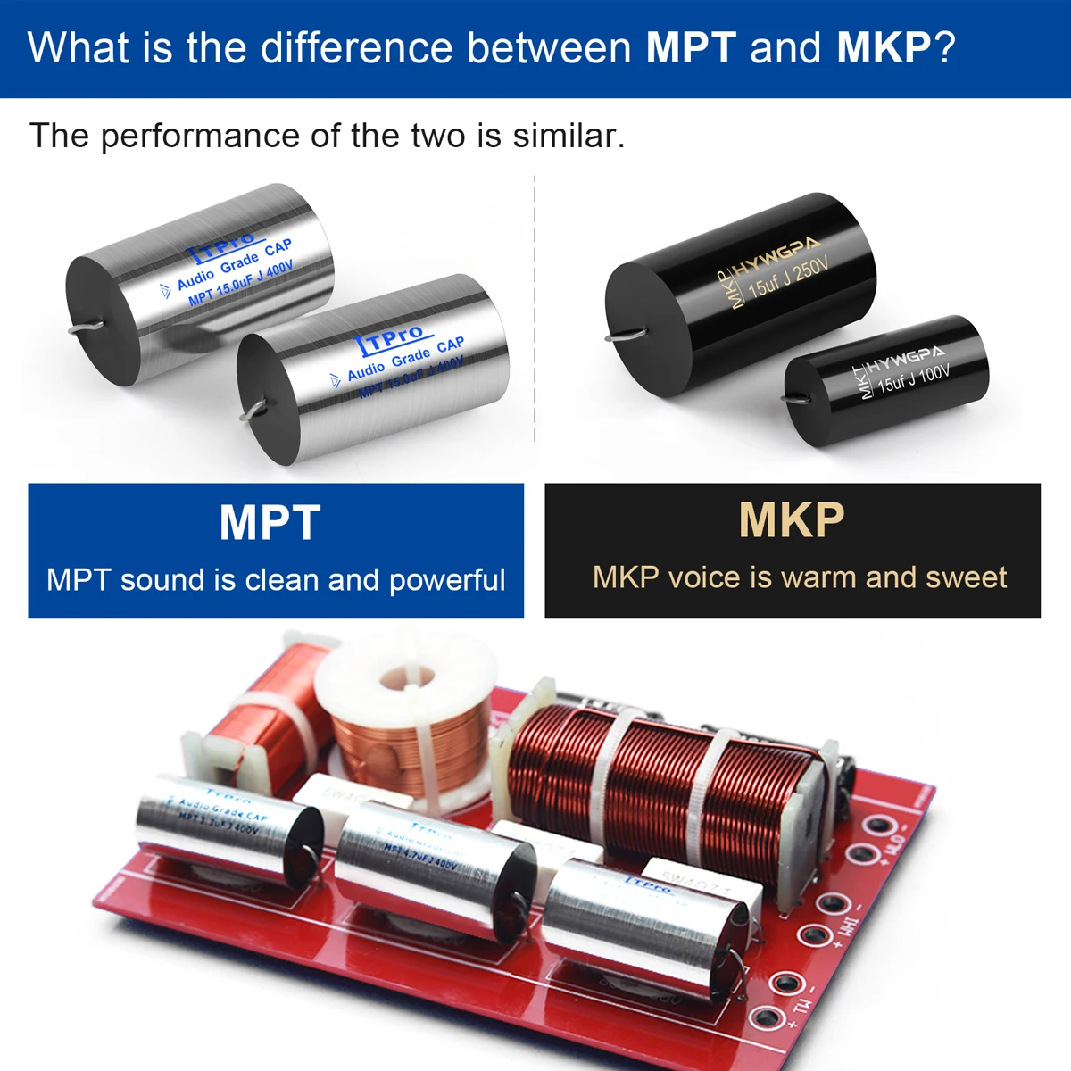 Audio Capacitor MPT MKP 400V Capacitor HIFI Axial Fever Crossover Coupling Frequency-Divided 2Pcs