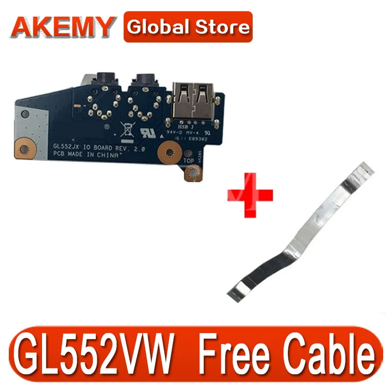 USB Board Audio Jack Board For ASUS GL552 GL552V GL552VX GL552VW ZX50V Laptop 100% TESED OK Free Cable