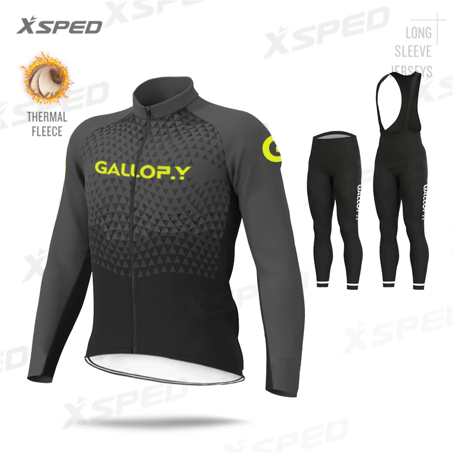 Зимняя одежда для велоспорта Мужская Джерси с длинным рукавом Теплая Флисовая Куртка комбинезон комплект MTB Одежда для верховой езды Ropa Ciclismo