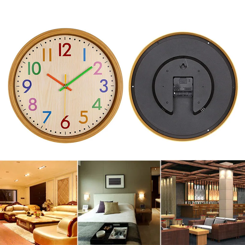 Hot Children Room Wall Clock 12 Inch Colorful Numbers Silent Clock for Home Decor XJS789