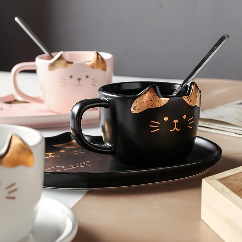 Керамическая кружка с мультяшным котенком креативная кофейная чашка кошачьими