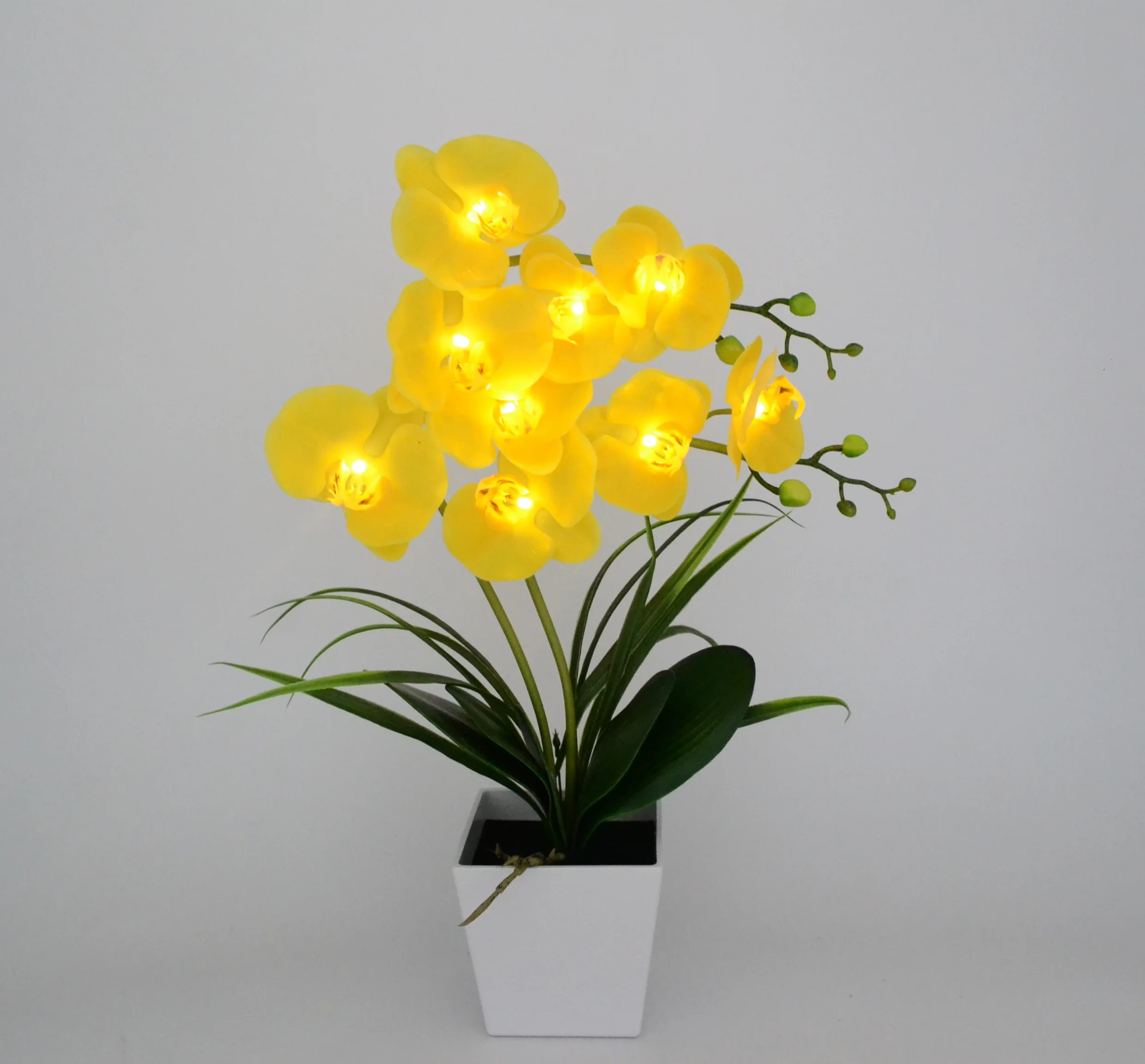 Yellow 2"(50 см) светодиодный светильник с цветком орхидеи, настоящий сенсорный, 9 шт., теплый белый светодиодный светильник/светильник ed Flowers с 2* AA батареей - Цвет: Yellow