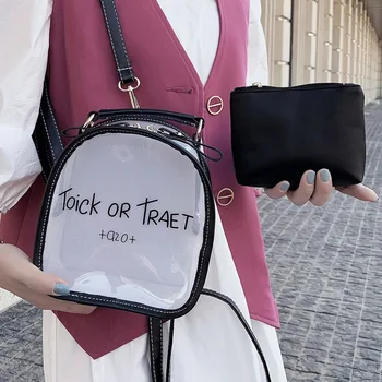 

SCHOOLBAG, small bag, woman bag, 2020 knapsack, new fashion, splice, transparent jelly bag, wet backpack