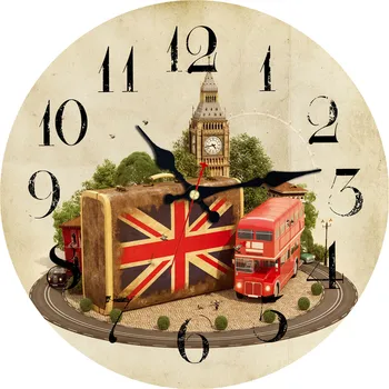 

WONZOM Red Car Big Ben Design Wall Clock For Home Decor, Wall Art Large Wall Watch, No Ticking Sound, Creative Decoration