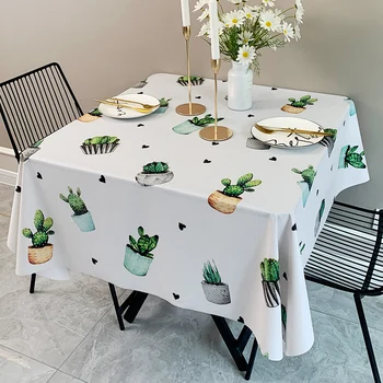 

Cactus Leatherwear Tablecloth Living Room Dining Table Decorative Tablecloth Waterproof Oil Resistant Tablecloth