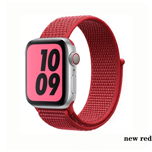 new red Нейлон pulseira для apple watch band 4 44 мм 40 мм(iwatch 5) apple watch 3 2 1 ремешок 42 мм 38 мм дышащий браслет ремень аксессуары - Цвет ремешка: new red
