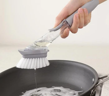 

Cleaning Brush Double Use Kitchen Scrubber Dish Bowl Washing Sponge With Refill Liquid Soap Dispenser Kitchen Pot Cleaner Tool