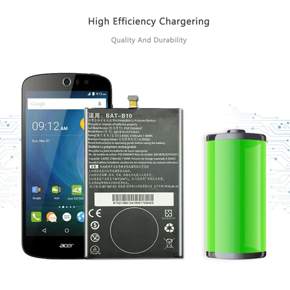 YKaiserin смартфон Замена батареи BAT B10 2100 мАч для Acer Liquid Jade S55 Li Ion батареи|Аккумуляторы