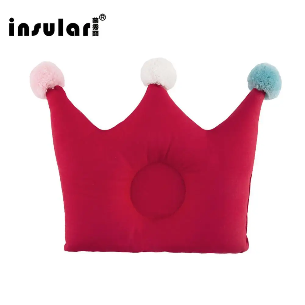 Kidlove милая форма короны предотвращает частичную голову мягкая хлопковая подушка для младенца младенческого сна - Цвет: red