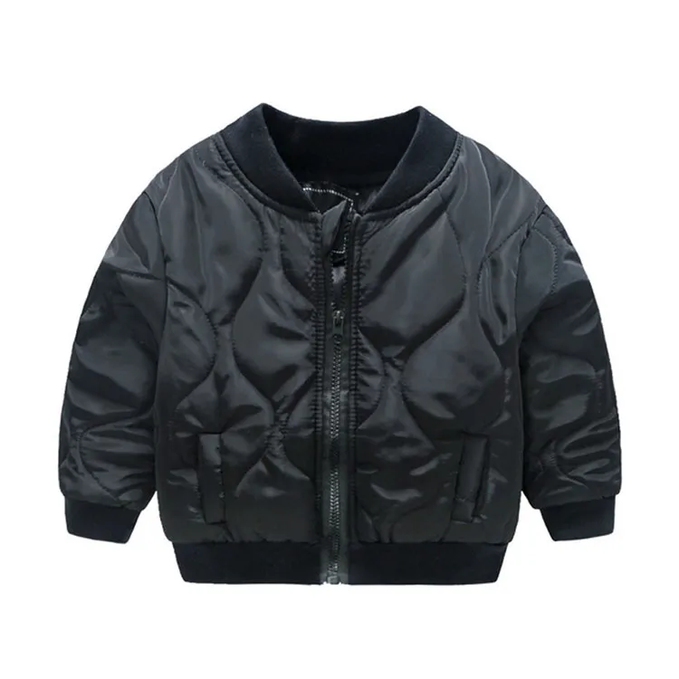 black Toddler Spring Warm Bomber Jacket For Girl Boy Children's Clothing Thick Coats Overalls Baby Kids Outerwear - Цвет: black