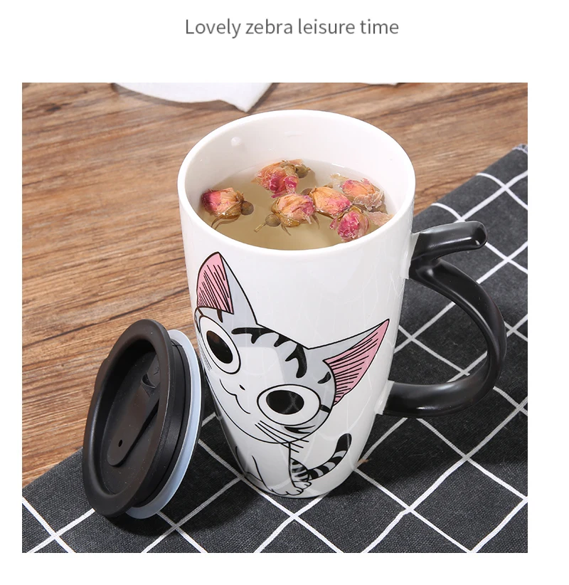 600 мл Милая кошка керамическая кофейная кружка с крышкой большой емкости кружки с животными креативная посуда для Кофе Чайные чашки новые подарки молочная чашка