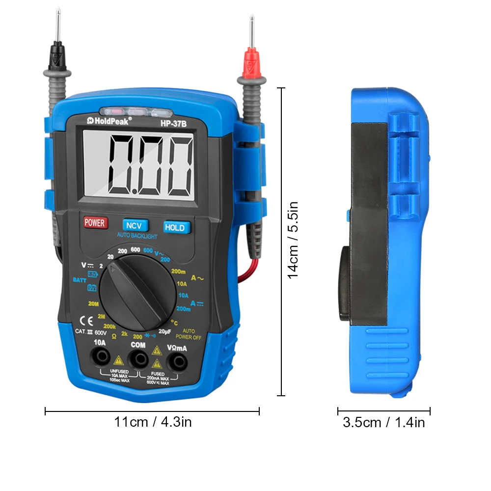 HoldPeak HP-37B Цифровой мультиметр Сопротивление Емкость измеритель температуры Вольтметр Амперметр AC/DC тестирование тестер батареи