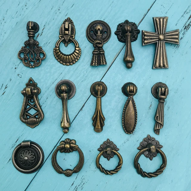 Pomos y tiradores Vintage para puerta de armario, tirador de cajón, tirador  de muebles de latón antiguo para cocina, 2 uds. - AliExpress