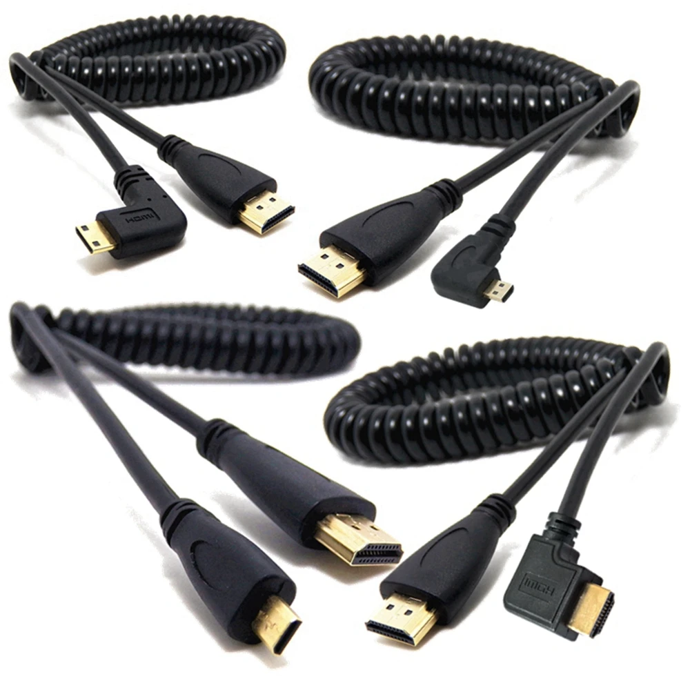 Правый и левый угол Mini HDMI-совместимый HDMI Micro штекер-штекер растягивающийся
