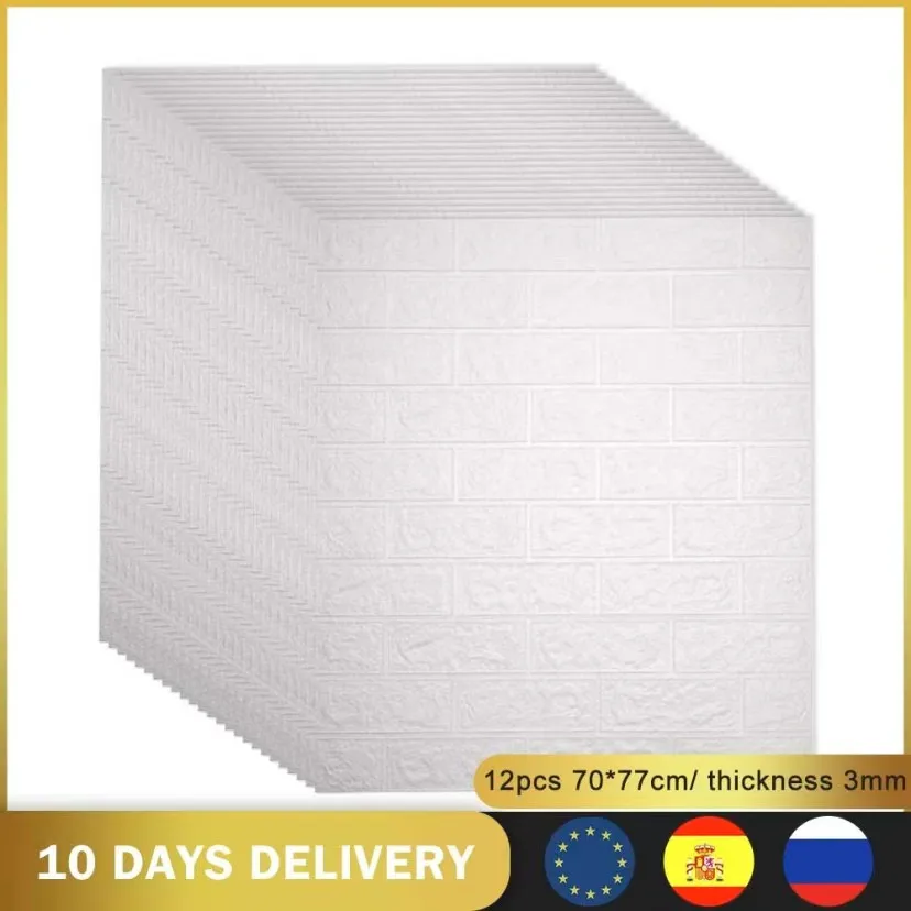 Adhesive Sticker Wallpaper Brick Diy-Decor Foam-Room Kitchen Waterproof Home for 12pcs