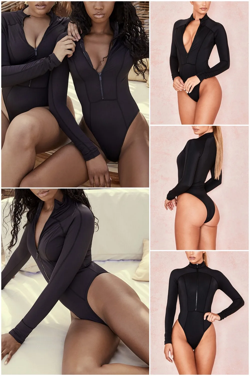 Fantoye 2019 New Patchwork Skinny Bodysuit Women Black Basic Bodycon Tops Jumpsuit For Women Casual Elastic Bodysuit Clubwear