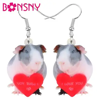 

Bonsny Acrylic Valentine's Day Love Guinea Pig Rat Earrings Drop Dangle Jewelry For Lady Girls Teen Lovers Charms Gift Accessory