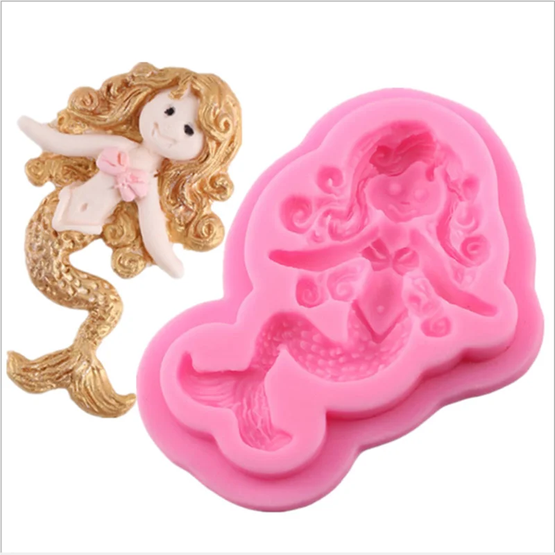 

1PC pink Mermaid Silicone mold fondant mold cake decorating tools baking tool Chocolate Clay Mould