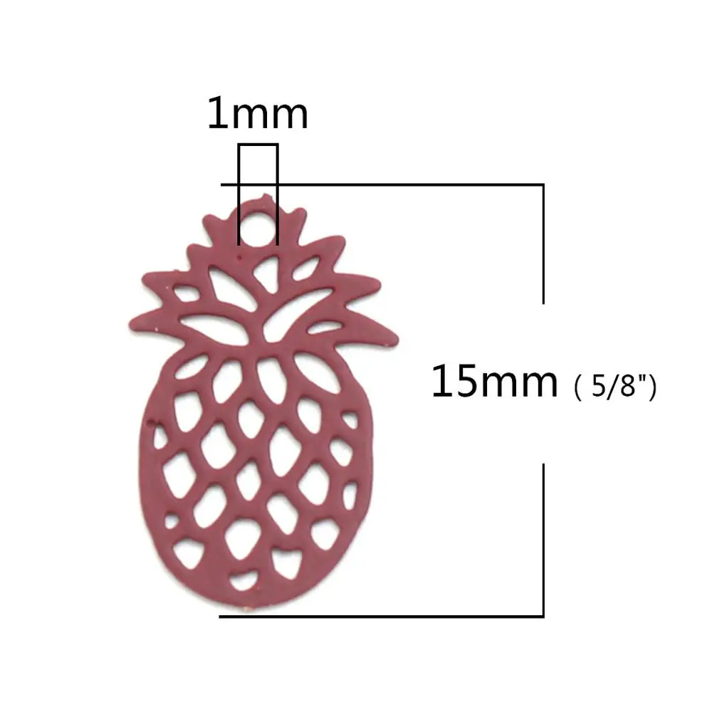 4 DoreenBeads модные медные Подвески кулон серебристого цвета ананас/ананас фруктовое Филигранное тиснение DIY фурнитура 15 мм x 9 мм, 50 шт - Окраска металла: 4
