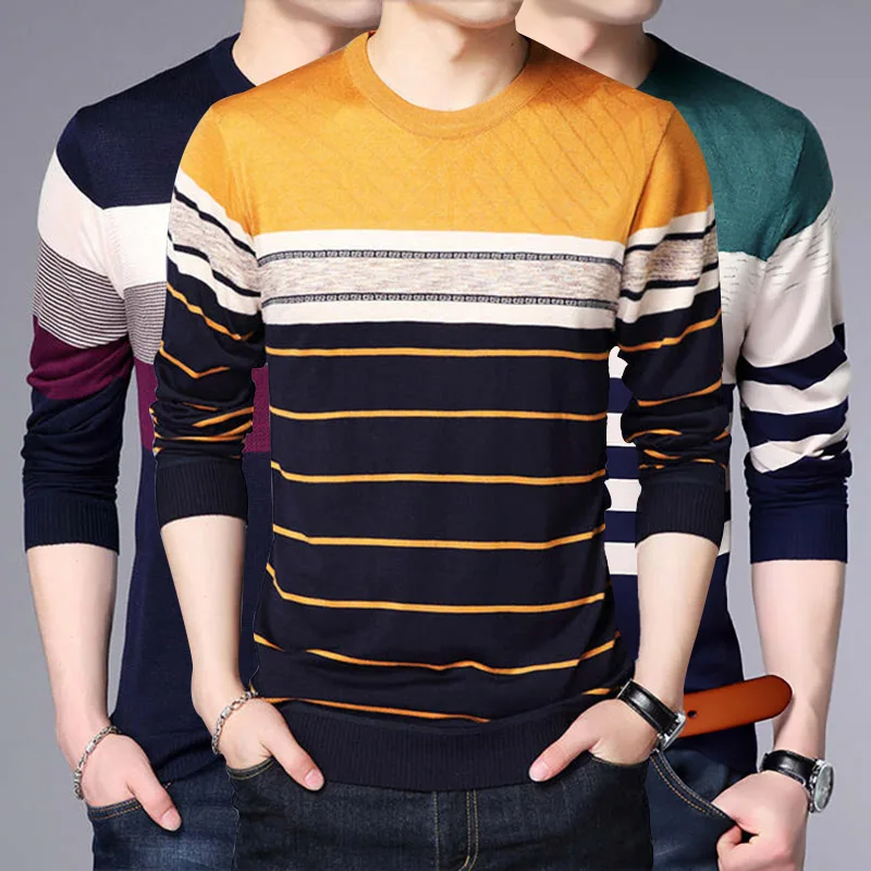 Sweater Men 2020 Autumn new Pullover Mens Sweater Casual O-Neck Slim Fit Long Sleeve Shirt Mans Knitted Pull Sweaters Clothing