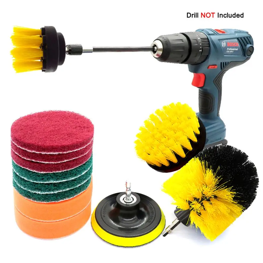 

3 Pcs Set Power Scrubber Brush Set Scrubber Scrub Electric Drill Brush Bathroom Tile Cleaning Drill Attachment Power Scrub Brush