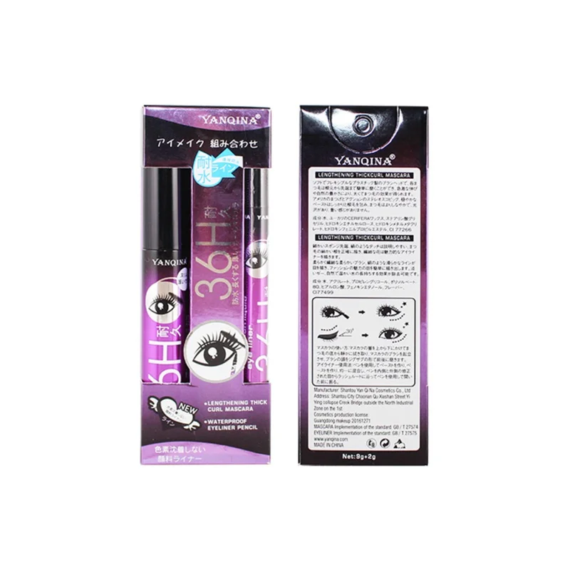 Liquid Black Pencil Pen+Mascara Set 2 In 1 Curling Thick Eyelash Long Extension Eyes Liner Eye Makeup Tools.w
