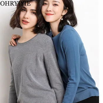 

OHRYIYIE Autumn Winter Sweater Women Basic Cashmere Sweaters Pullovers Ladies Knitted Warm O neck Tricot Jumper Pullover Female