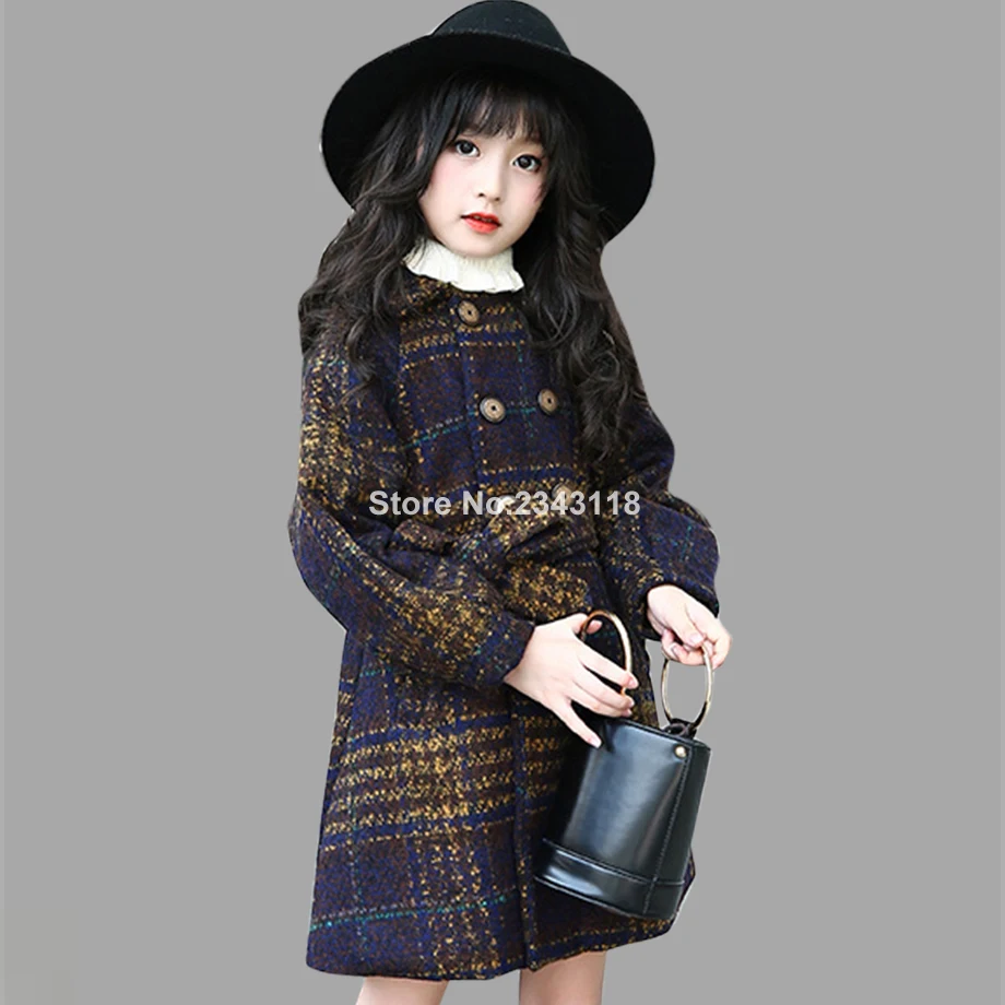 

Winter Jackets For Girls Plaid Thick Woolen Coats For Girls Autumn Child Girls Jacket Teenage Girls Clothing For 6 8 12 Years