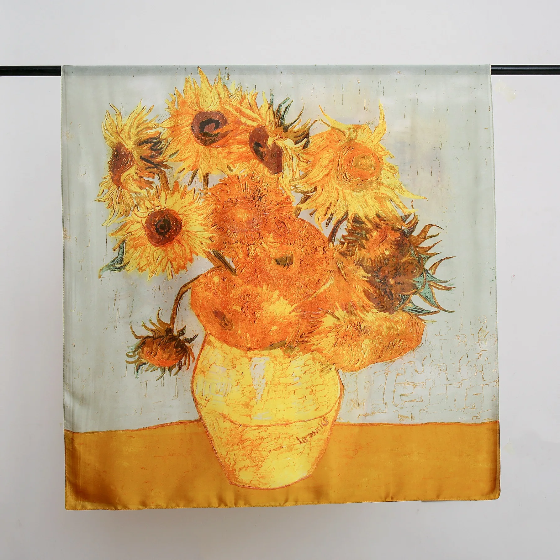 

luxury Pattern Party Sunflower Painting Silk Scarf Women Neckerchief Scarf Female Unique Scarves Wraps