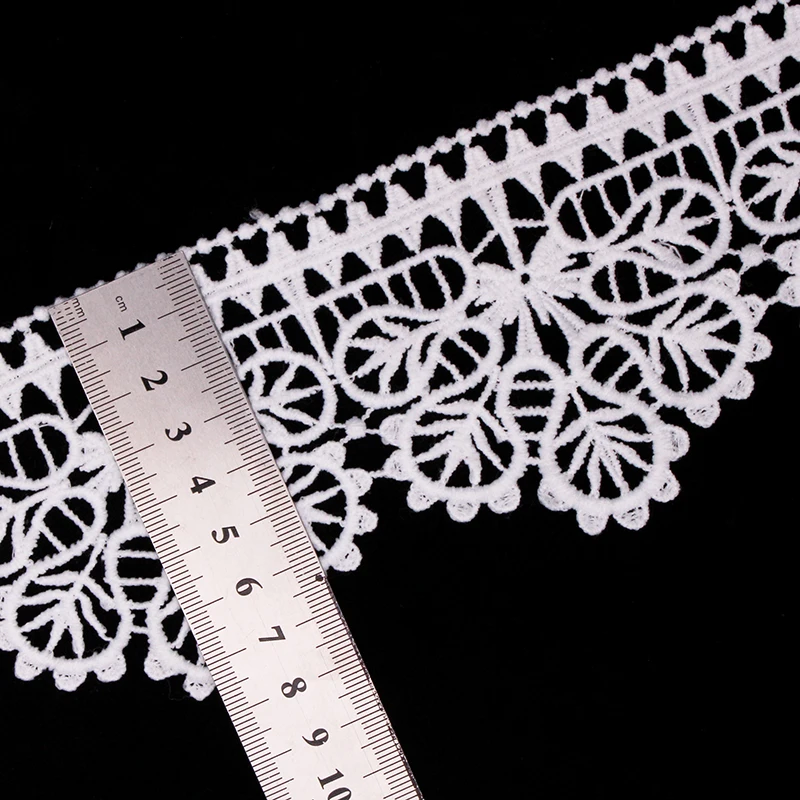 Buena Suerte 7,5 см 1Y/2Y белая Цветочная кружевная лента с вышивкой ткань для свадебного платья украшения DIY Швейные аксессуары TM017