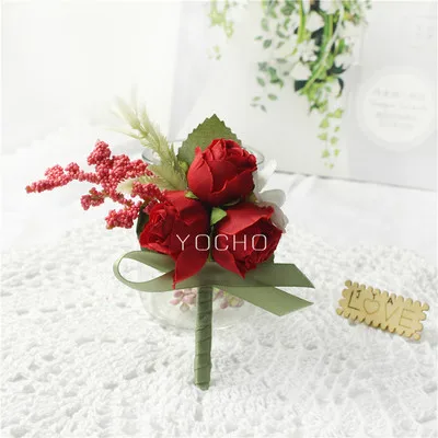 Wedding Groom Boutonniere Bridesmaid Flowers Bracelet White Rose Boutonniere Corsage Pin Flower Wedding Witness Corsages Flower Corsage-6