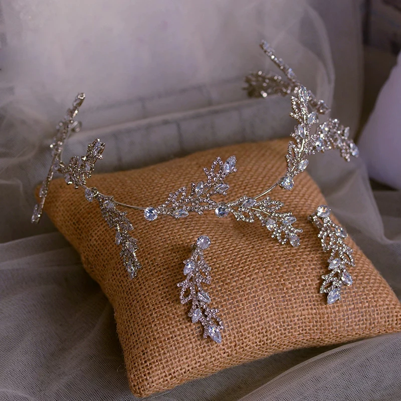 Длинные свадебные обручи в Корейском стиле тиара головной убор с серьгами для