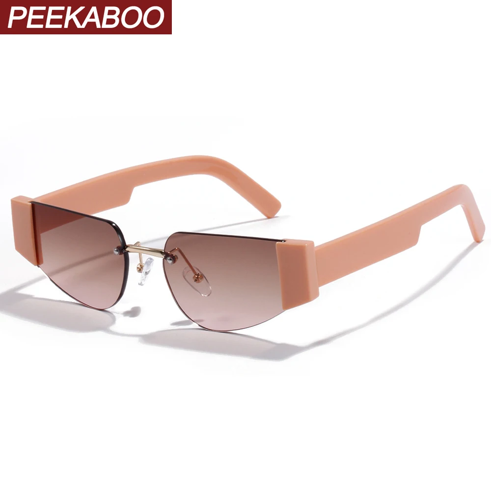 Женские солнцезащитные очки кошачий глаз без оправы Peekaboo 2021 женские в стиле