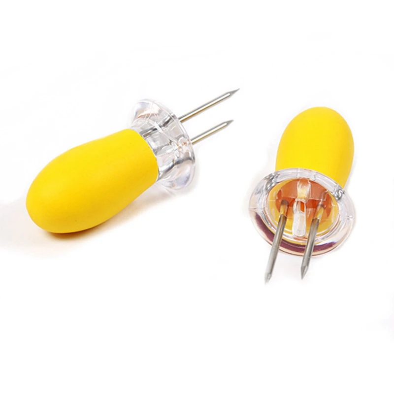 2pcs/Set Twin Prong Barbecue Stainless Steel BBQ Corn Holders Multifunction Corn Cob Fork Holder Skewers Needle BBQ Tools
