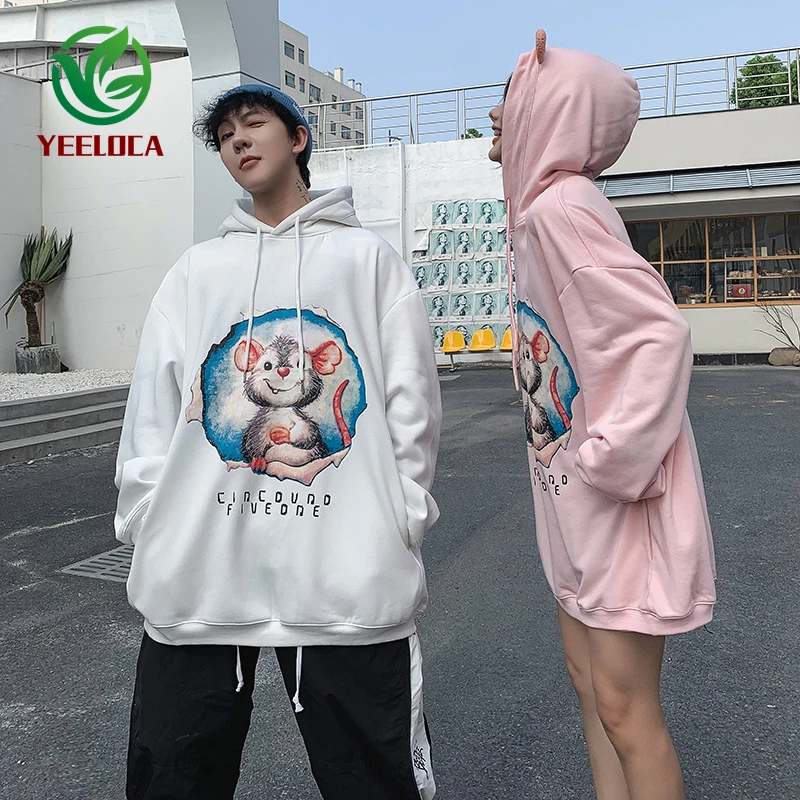 Толстовка в стиле хип-хоп Harajuku с мультяшной мышкой, фирменный дизайн, Модная хлопковая Толстовка для мужчин на осень и зиму