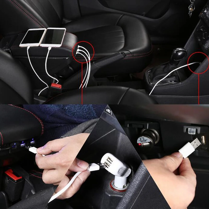 Подлокотник коробка центральный ящик для хранения автомобиля с 7 USB для F ord Focus MK2