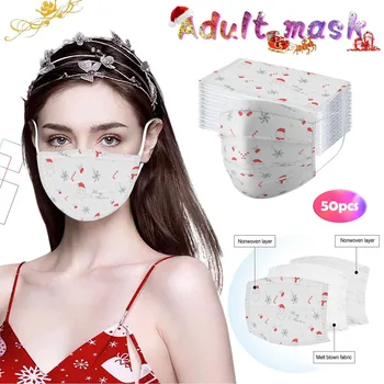 

50pcs Disposable Face Mask mascaras faciais Personal Care Christmas Masks For Adult Unisex Breathable Ear Loop Facemask masker
