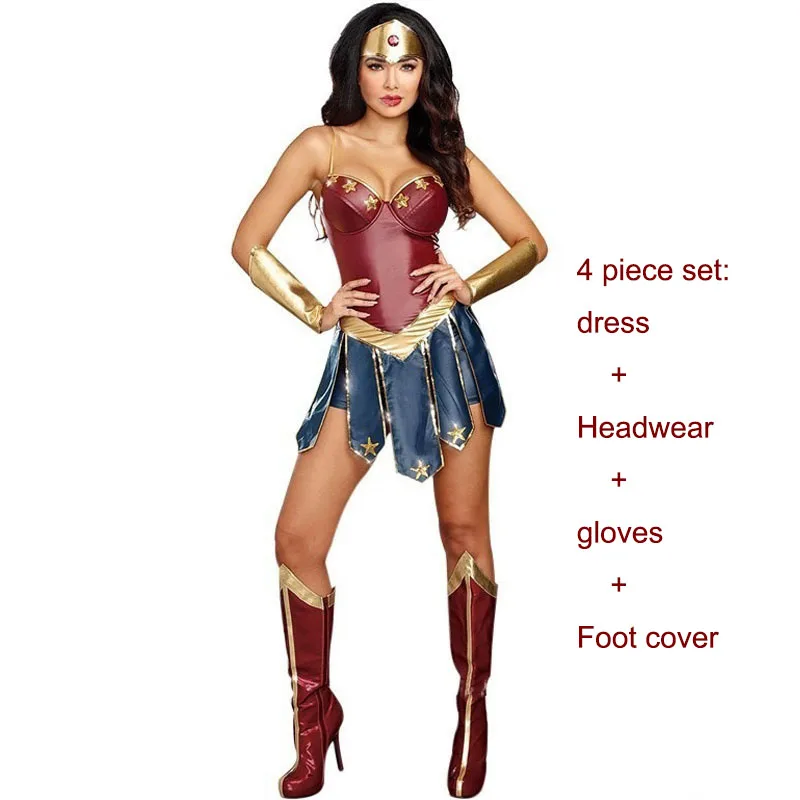 Wonder Woman Wonder woman, карнавальный костюм, Женская Лига Справедливости, костюм супергероя, на Хэллоуин, женское сексуальное платье, Диана, косплей, Desfraz Mujer - Цвет: Wonder Woman