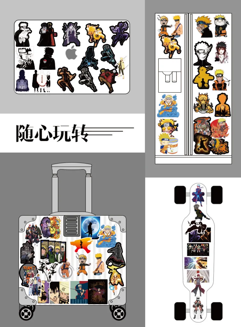 100 шт./лот Наруто водонепроницаемые наклейки мультфильм аниме Наруто Саске Учиха Итачи наклейки для багажника скейтборд наклейки для ноутбука
